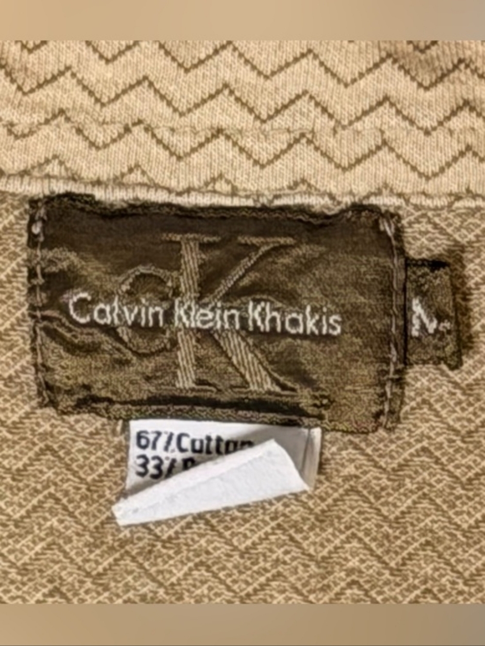 Calvin Klein Khakis Vintage Beige Polo Top Size Medium - Picture 10 of 13